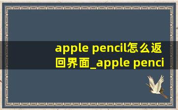 apple pencil怎么返回界面_apple pencil怎么防误触